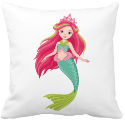 Perna Decorativa Patrata Sirena Verde 40x40 cm Alba Mata Husa Detasabila Burduf 