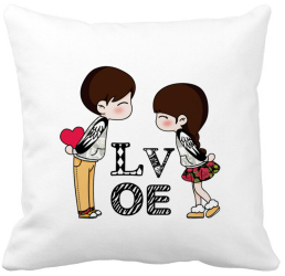 Perna Decorativa Patrata Super Love 40x40 cm Alba Mata Husa Detasabila Burduf 