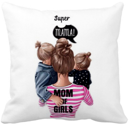 Perna Decorativa Patrata Super Mama 40x40 cm Alba Mata Husa Detasabila Burduf 