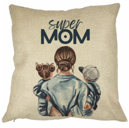 Perna Decorativa Patrata Super Mom 40x40 cm Husa Detasabila Burduf 