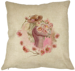Perna Decorativa Patrata The Flower Lady 40x40 cm Husa Detasabila Burduf 