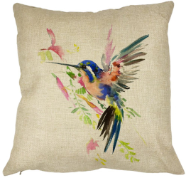 Perna Decorativa Patrata Watercolor Birds 40x40 cm Husa Detasabila Burduf 