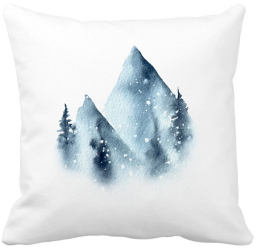 Perna Decorativa Peisaj de Iarna 40x40 cm Alba Mata Husa Detasabila Burduf 
