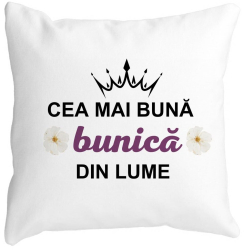 Perna Decorativa pentru Bunica 11 40x40 cm Alba Mata Husa Detasabila Burduf 