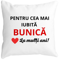Perna Decorativa pentru Bunica 16 40x40 cm Alba Mata Husa Detasabila Burduf 