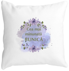 Perna Decorativa pentru Bunica 3 40x40 cm Alba Mata Husa Detasabila Burduf 