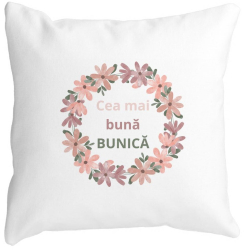Perna Decorativa pentru Bunica 6 40x40 cm Alba Mata Husa Detasabila Burduf 