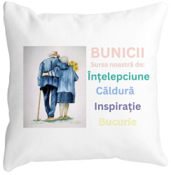 Perna Decorativa pentru Bunici 8 40x40 cm Alba Mata Husa Detasabila Burduf 