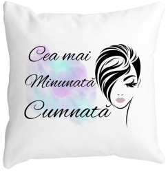 Perna Decorativa pentru Cumnata 2 40x40 cm Alba Mata Husa Detasabila Burduf 