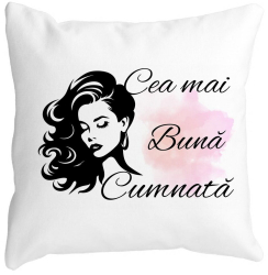 Perna Decorativa pentru Cumnata 3 40x40 cm Alba Mata Husa Detasabila Burduf 