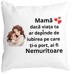 Perna Decorativa pentru Mama 6 40x40 cm Alba Mata Husa Detasabila Burduf 