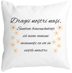 Perna Decorativa pentru Nasi 3 40x40 cm Alba Mata Husa Detasabila Burduf 
