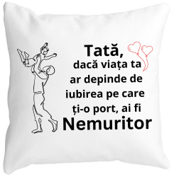 Perna Decorativa pentru Tata 10 40x40 cm Alba Mata Husa Detasabila Burduf 