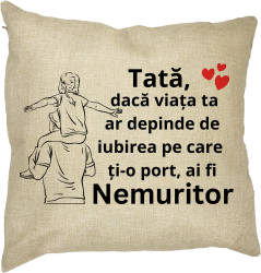 Perna Decorativa pentru Tata 7 40x40 cm Husa Detasabila Burduf 