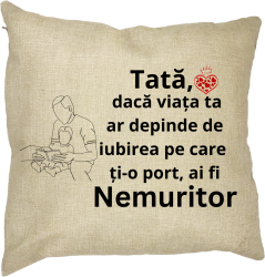 Perna Decorativa pentru Tata 8 40x40 cm Husa Detasabila Burduf 
