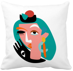 Perna Decorativa Picasso style 40x40 cm Alba Mata Husa Detasabila Burduf 