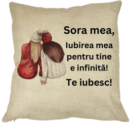 Perna Decorativa Sora mea 1 40x40 cm Husa Detasabila Burduf 