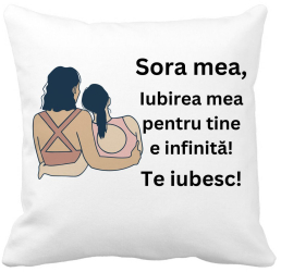 Perna Decorativa Sora mea 12 40x40 cm Alba Mata Husa Detasabila Burduf 