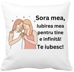 Perna Decorativa Sora mea 13 40x40 cm Alba Mata Husa Detasabila Burduf 