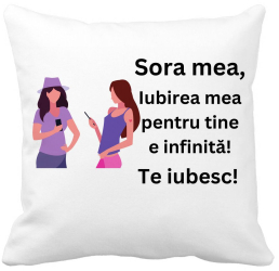 Perna Decorativa Sora mea 16 40x40 cm Alba Mata Husa Detasabila Burduf 