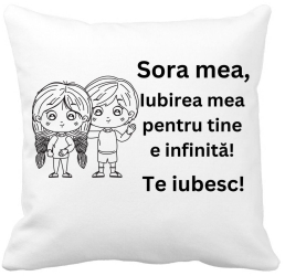 Perna Decorativa Sora mea 19 40x40 cm Alba Mata Husa Detasabila Burduf 