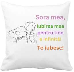 Perna Decorativa Sora mea 6 40x40 cm Alba Mata Husa Detasabila Burduf 