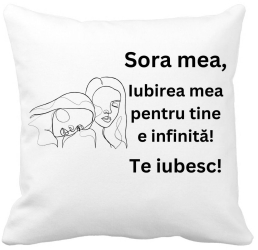 Perna Decorativa Sora mea 7 40x40 cm Alba Mata Husa Detasabila Burduf 
