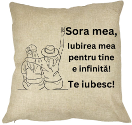 Perna Decorativa Sora mea 8 40x40 cm Husa Detasabila Burduf 