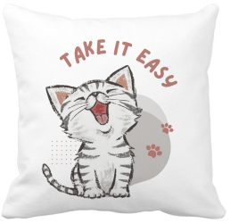 Perna Decorativa Take it Easy 40x40 cm Alba Mata Husa Detasabila Burduf 