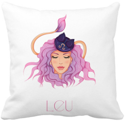 Perna Decorativa Zodia Leu 40x40 cm Alba Mata Husa Detasabila Burduf 