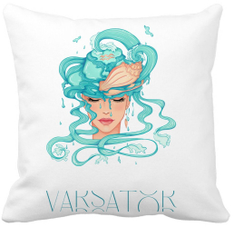 Perna Decorativa Zodia Varsator 40x40 cm Alba Mata Husa Detasabila Burduf 