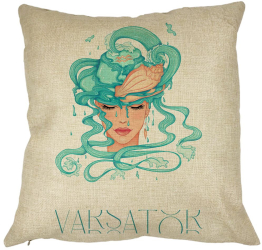 Perna Decorativa Zodia Varsator 40x40 cm Husa Detasabila Burduf 