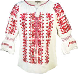 Bluza dama casual R 124 marime S alb/rosu cireasa 