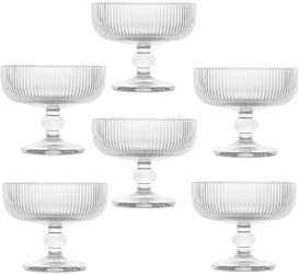 Set 6 cupe/pahare cu picior pentru desert Raki Bloom 280ml D12xh10cm sticla transparente 