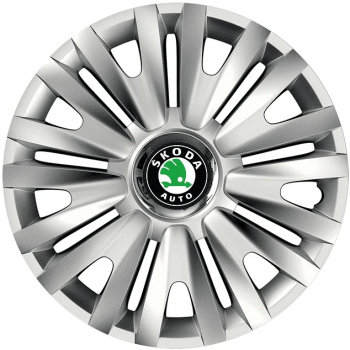 Set 4 capace roti Cu Inel Cromat Royal pentru gama auto Skoda R15 
