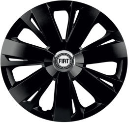 Set 4 capace roti Negre Cu Inel Cromat Energy pentru gama auto Fiat R16 