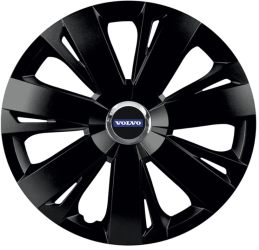 Set 4 capace roti Negre Cu Inel Cromat Energy pentru gama auto Volvo R16 