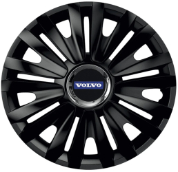 Set 4 capace roti Negre Cu Inel Cromat Royal pentru gama auto Volvo R16 