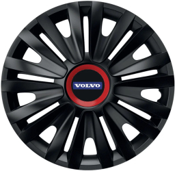 Set 4 capace roti Negre Cu Inel Rosu Royal pentru gama auto Volvo R16