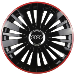 Set 4 Capace Roti pentru Audi model Falcon Black Cu Rama Rosie R14 AUDI 