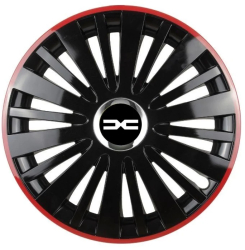Set 4 Capace Roti pentru Dacia Nou model Falcon Black Cu Rama Rosie R15 DACIA 