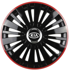 Set 4 Capace Roti pentru Kia model Falcon Black Cu Rama Rosie R15 KIA 