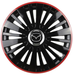 Set 4 Capace Roti pentru Mazda model Falcon Black Cu Rama Rosie R16 