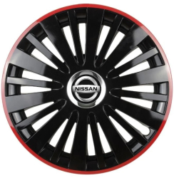 Set 4 Capace Roti pentru Nissan model Falcon Black Cu Rama Rosie R16 NISSAN 