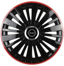 Set 4 Capace Roti pentru Nissan Nou model Falcon Black Cu Rama Rosie R16 NISSAN 