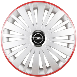 Set 4 Capace Roti pentru Opel model Falcon Silver cu Rama Rosie R16 