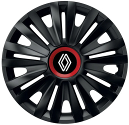 Set 4 Capace Roti pentru Renault Nou model Royal Black Cu Inel Rosu R15 RENAULT 