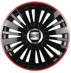 Set 4 Capace Roti pentru Seat model Falcon Black Cu Rama Rosie R15 SEAT 