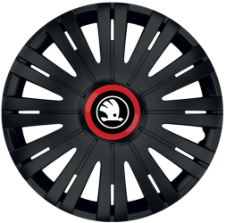 Set 4 Capace Roti pentru Skoda Nou Alb-Negru model Active Black Cu Inel Rosu R16 SKODA 