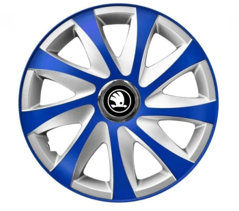 Set 4 Capace Roti pentru Skoda Nou Alb-Negru model Extra Drift Blue & Silver R16 SKODA 